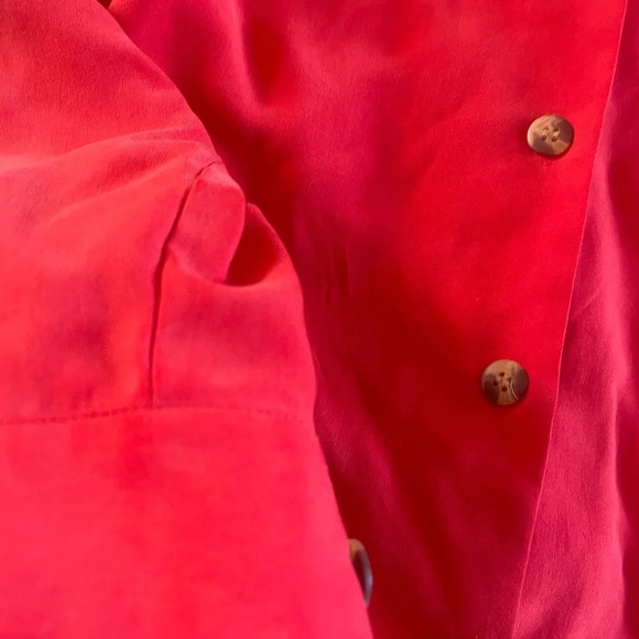 Vintage anna and frank 100% silk blouse Red Button long sleeve womens sz small - Picture 2 of 5